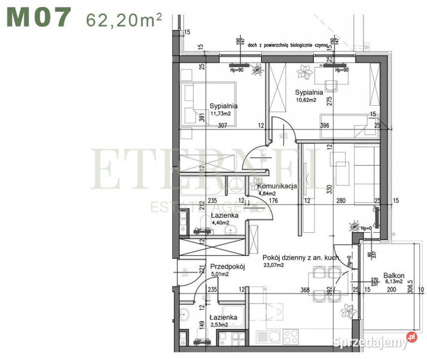Mieszkanie 3pokojowe z 2 łazienkami Czyżyny Liczba pokoi 3