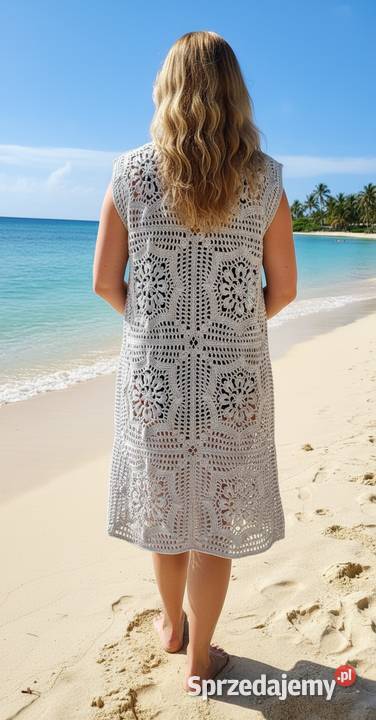 Ażurowy sweterkamizelka crochet ręczne robiony Piotrków Trybunalski sprzedam