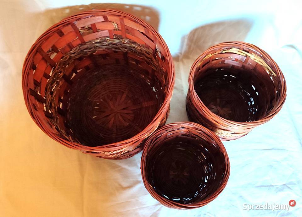 Zestaw plecionych doniczek osłonek kosz Gdańsk