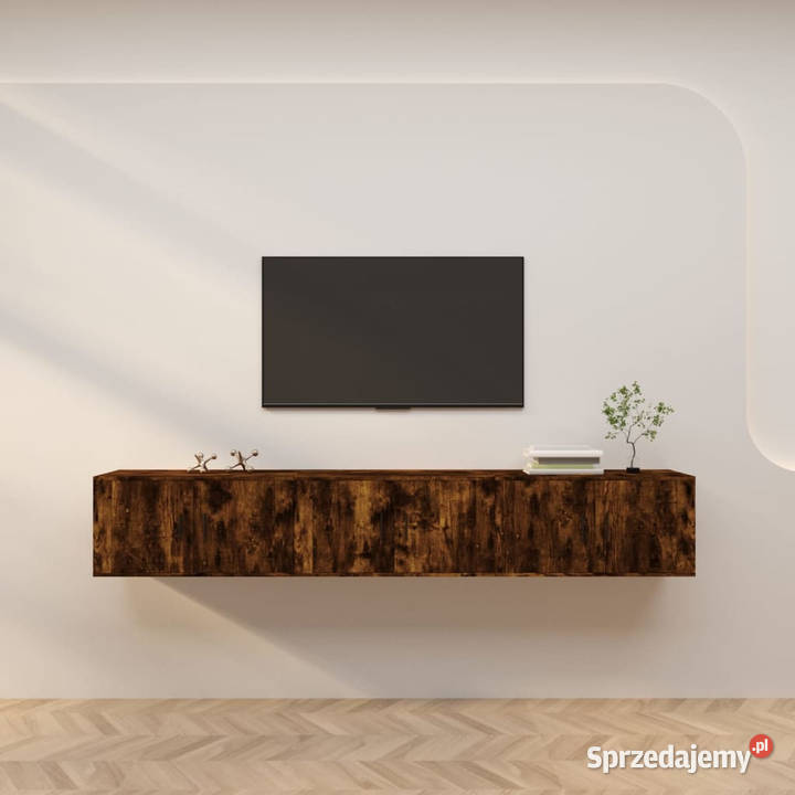 Wiszące szafki TV 3 przydymiony dąb 80x345x40 Warszawa
