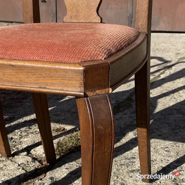 6 stylowych krzeseł dębowych komplet krzesła Gryfice