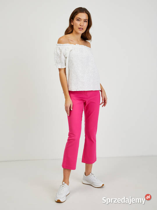 Nowa koronkowa bluzka Carmen haftowana białą krótki Warszawa