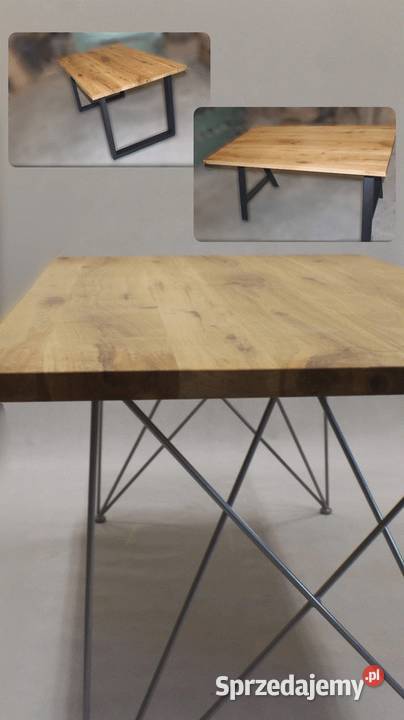 stół 160x85 dębowy stolarza nogi stalowe stolik