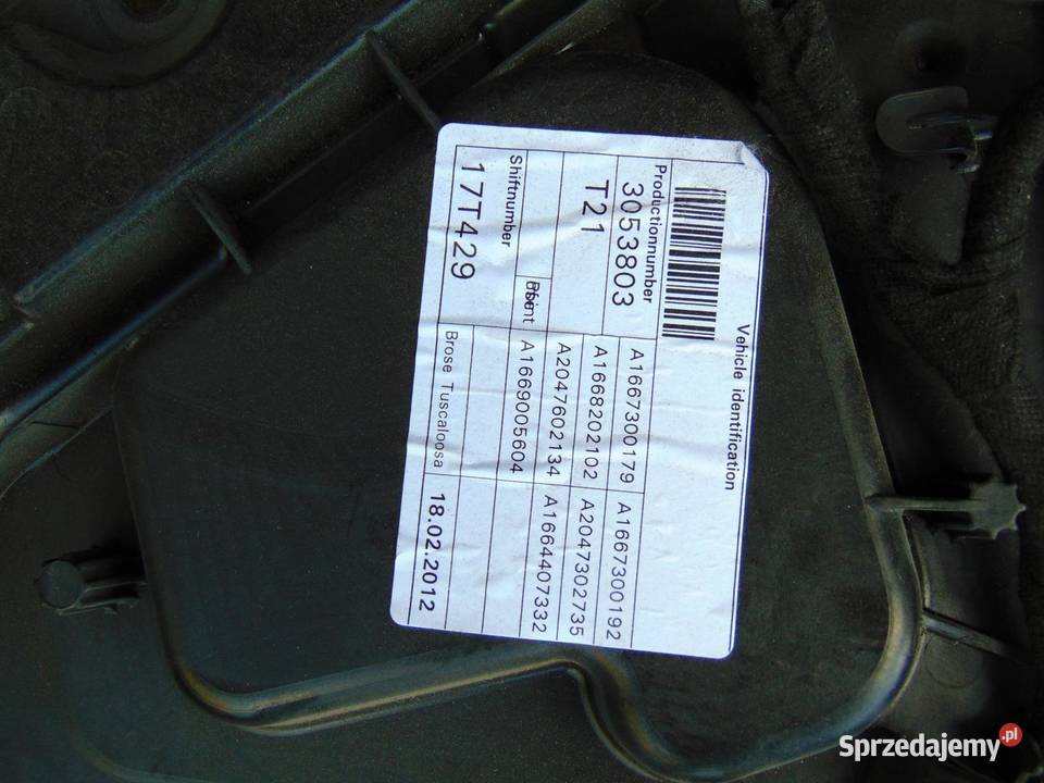 MECHANIZM PODNOŚNIK SZYBY LEWY TYŁ MERCEDES W166 Mechanizmy opuszczania szyb