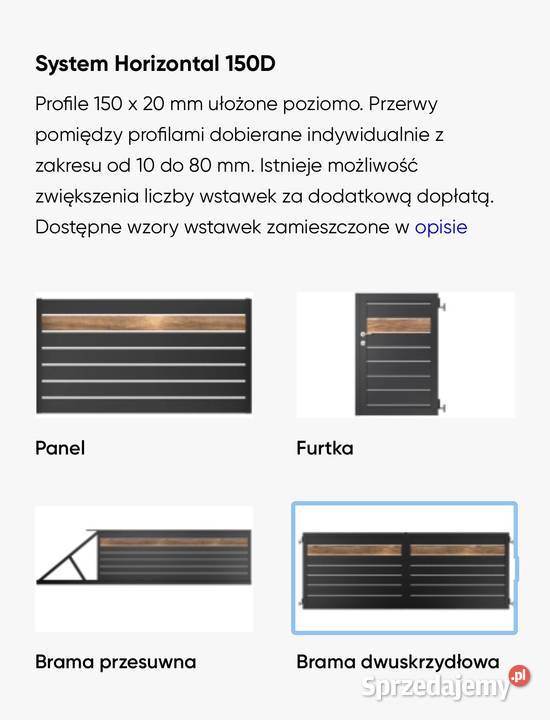 Przęsło ogrodzeniowe aluminiowe HORIZONTAL 150D Gorlice