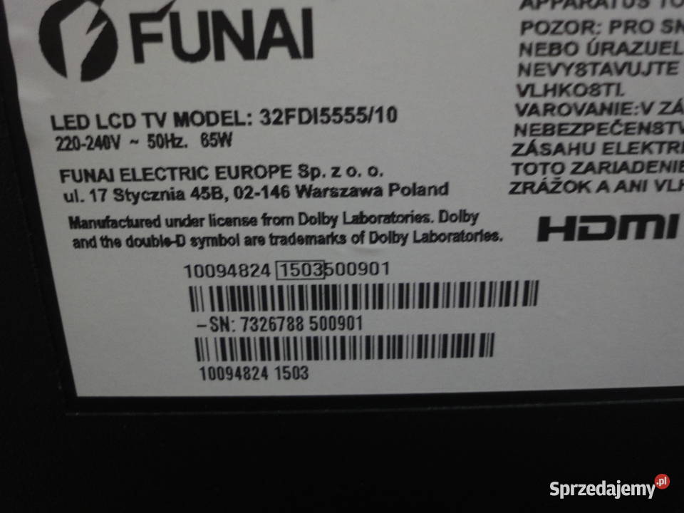 Funai model 32FDI555510na części LED