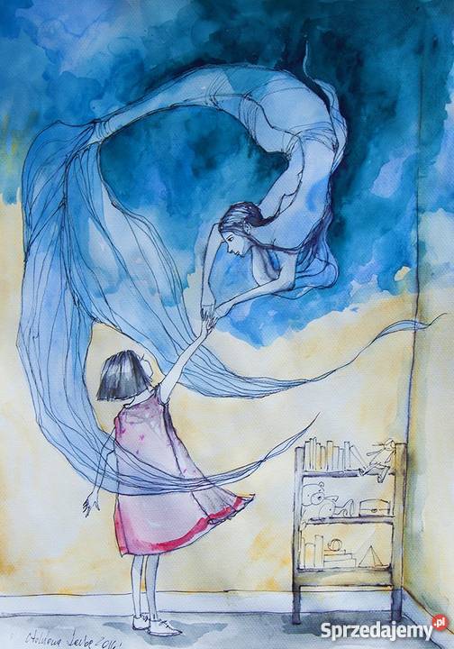 Praca akwarelą i piórkiem Zabawa artystki śląskie Katowice