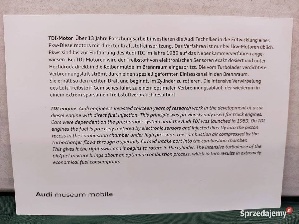 Pocztówka widokówka Audi silnik 25TDI quattro