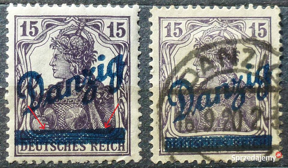 Znaczki Danzig Fi 22b przesunięta belka mazowieckie Warszawa sprzedam
