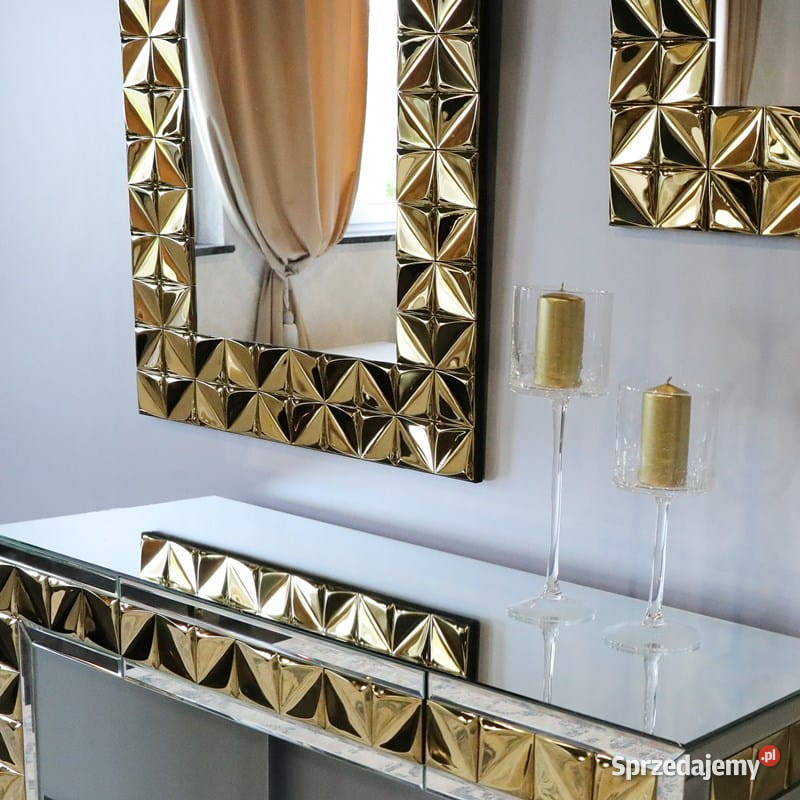 Lustro złote glamour prostokątne dekoracyjne Warszawa
