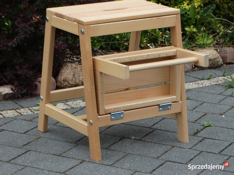 Drewniany Taboret Schodek 2w1 Solidna Drabinka 45cm