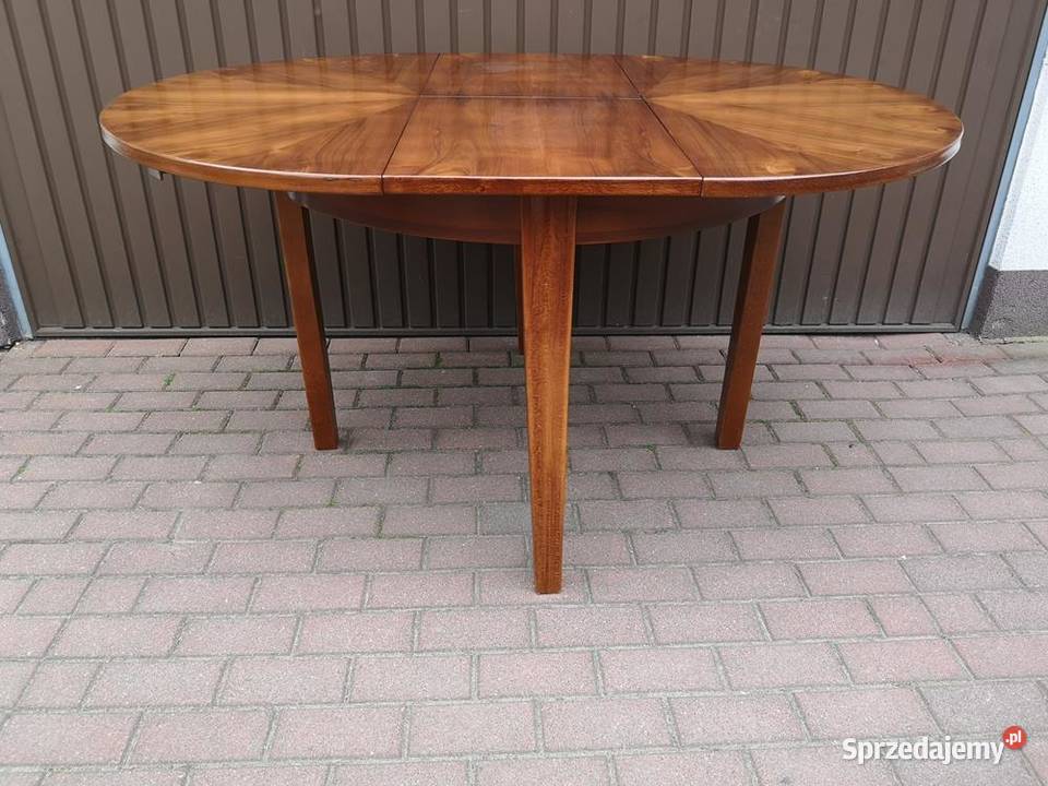 Stół ArtDeco Okrągły Orzech 109 Zgrabny Antyk Swarzędz
