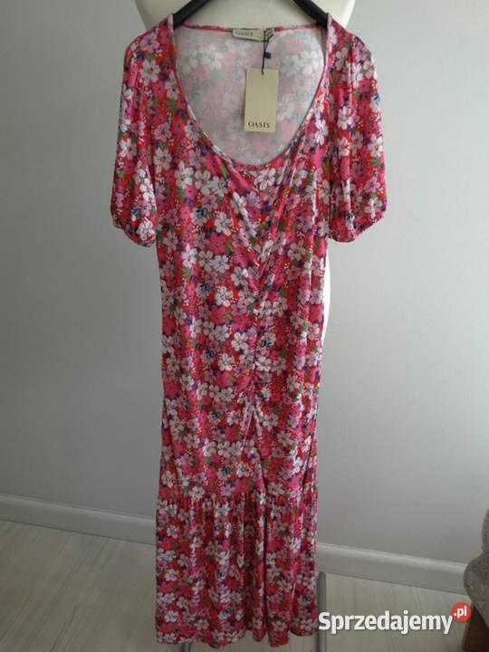 Sukienka Długa Drobne Kwiaty Marszczona Spódnice i sukienki Łomża