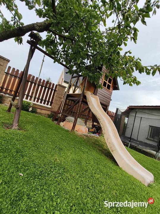 Domek drewniany z huśtawką i zjezdzalnia Domki drewniane małopolskie Byszyce