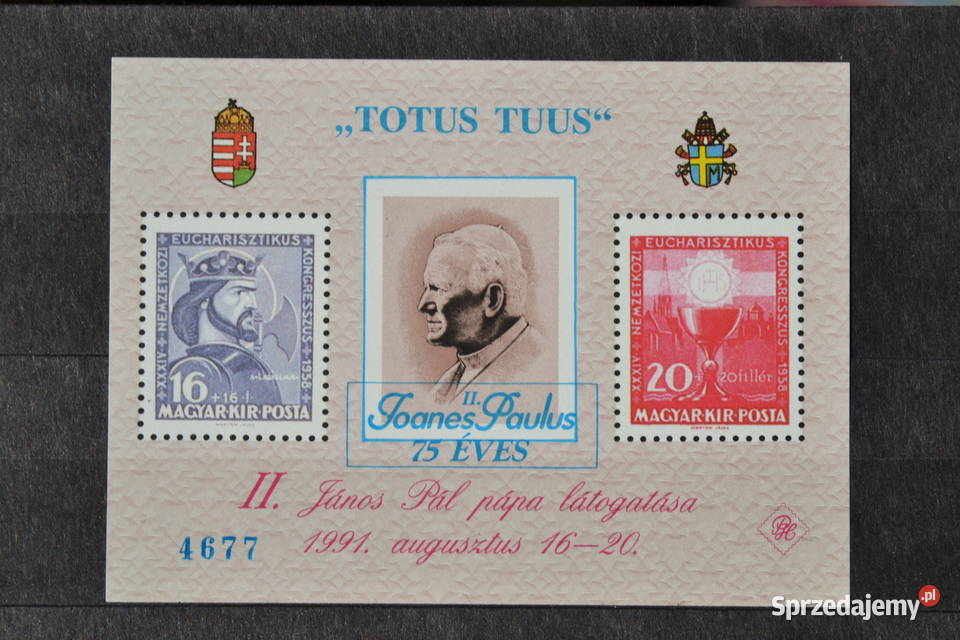 Znaczki Papież Jan Paweł II Węgry Blok Kolekcje Sobótka