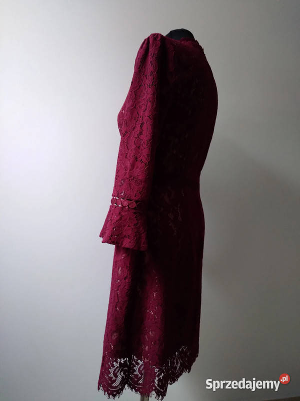 Sukienka z koronki bordowa burgundowa rozmiar Koronkowa  Spódnice i sukienki