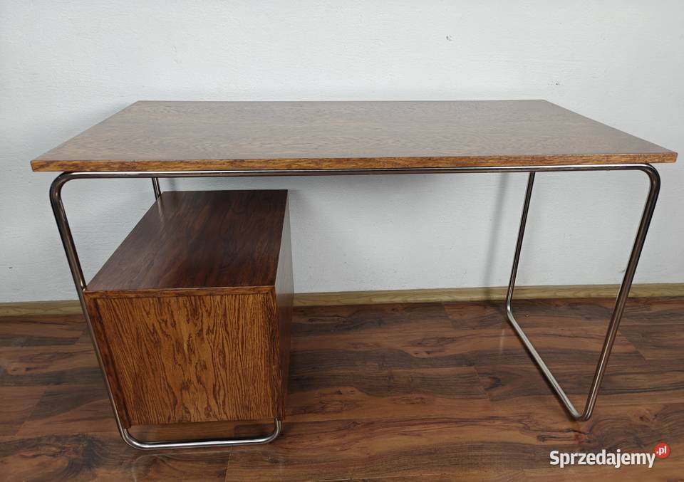 BIURKO Chrom Dąb ciemny brąz Bauhaus Art Deco 60cm