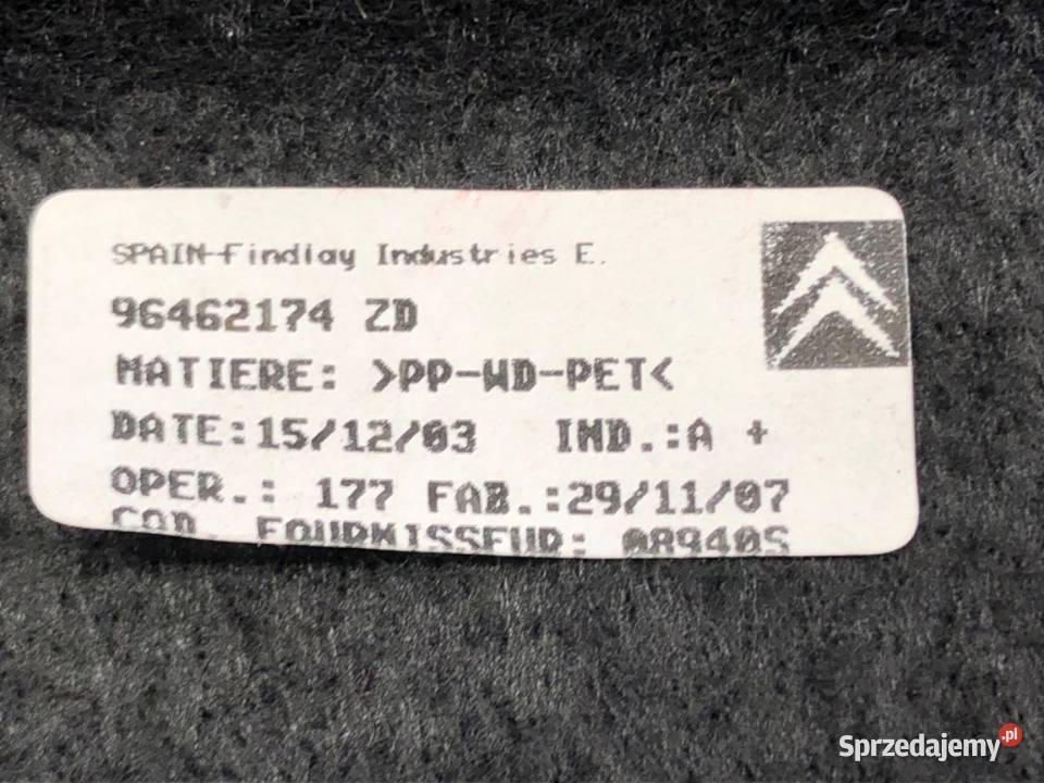 PÓŁKA TYŁ CITROEN C4 I 96462174ZD Hatchback 0414 osobowe