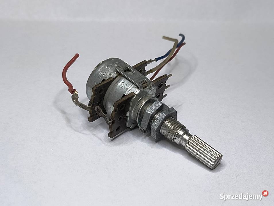 Potencjometr 2x47kB z odczepem oś 32mm Unitra Gdańsk