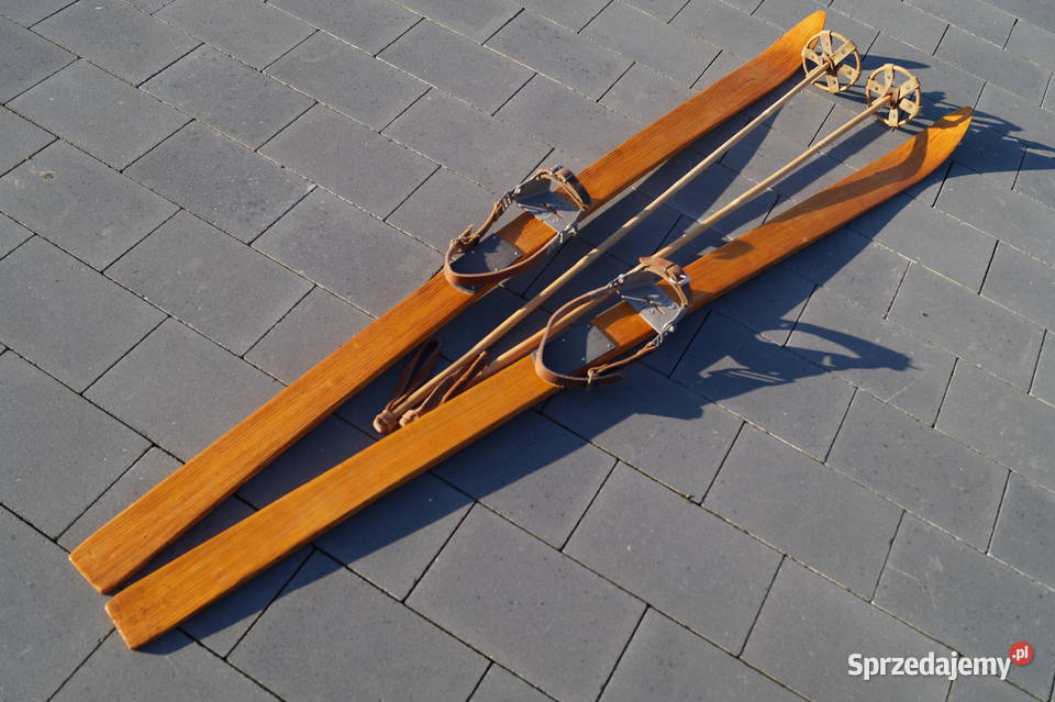 Stare narty jesionowe 165 kijki Pruchnik