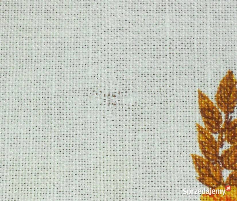 Obrus lniany we wzór roślinny kwiatowy 154 x 124