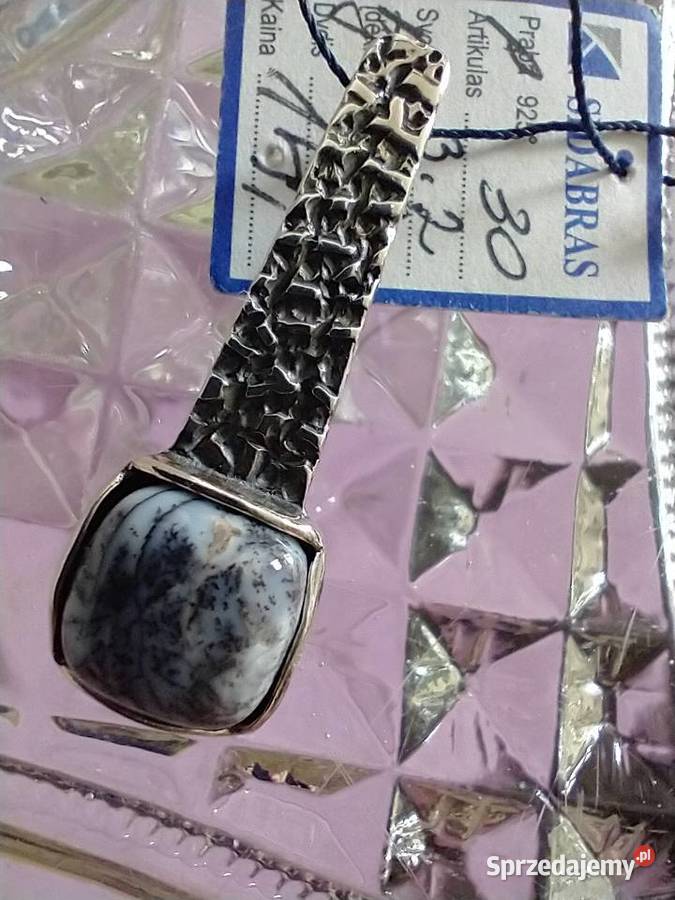 Wisior srebro 925 naturalny kamień jaspis Rękodzieło Łódź