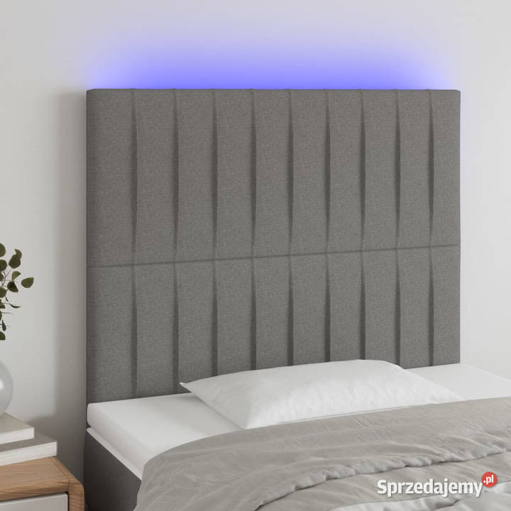 Zagłówek do łóżka z LED ciemnoszary 80x5x118128 Warszawa