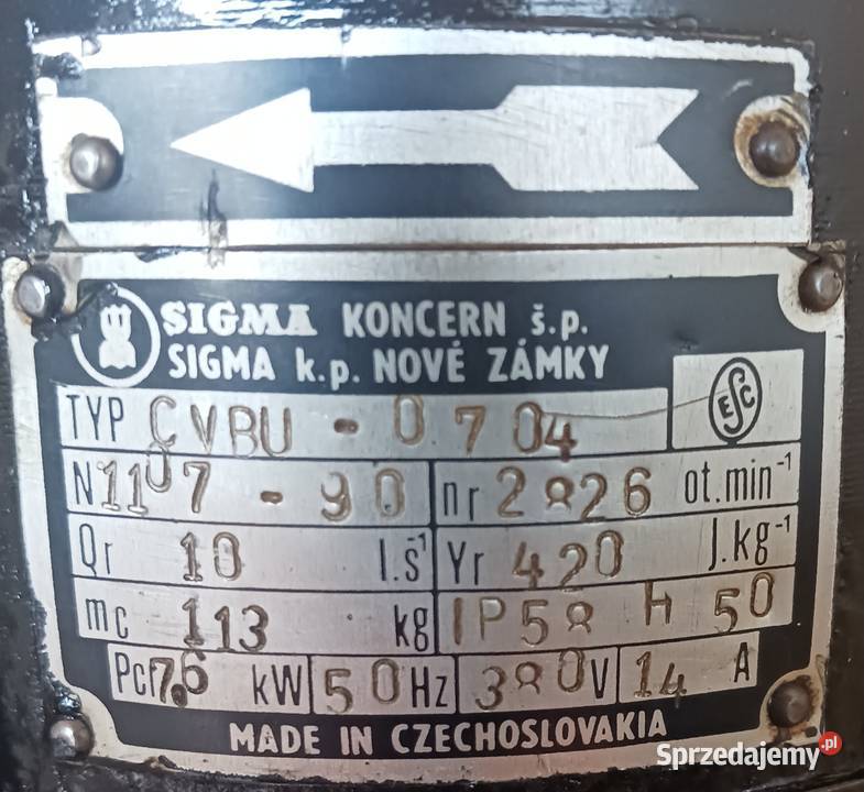 Pompa głębinowa SIGMA CVBU 0704 76 kW Wydajność opolskie Olesno sprzedam