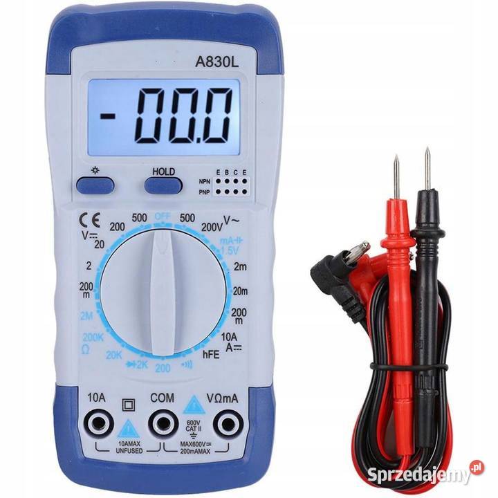 Multimetr Cyfrowy A830L ACDC 600V 10A 2M LCD Ludźmierz