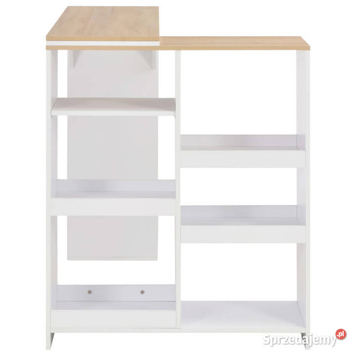 Stolik barowy z ruchomym regałem biały 138 x 39 Stoły