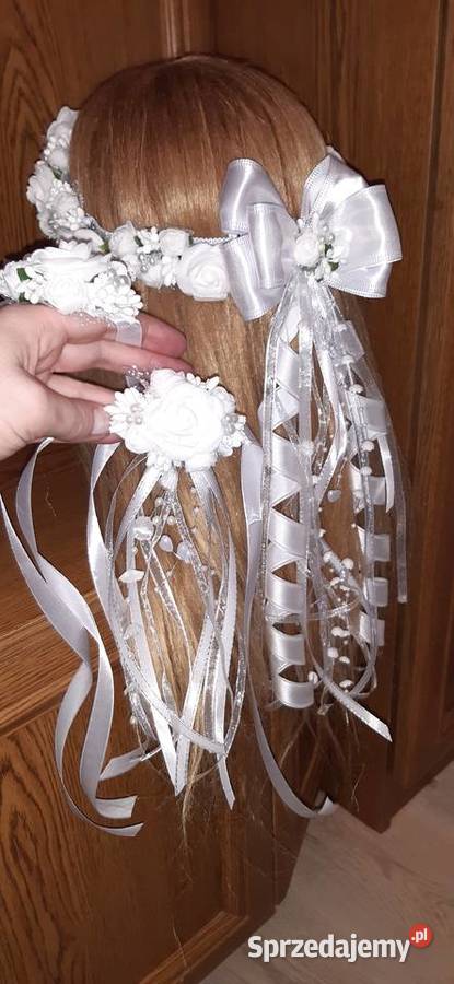 Wianek komunijny śnieżnobiały komplet Borów