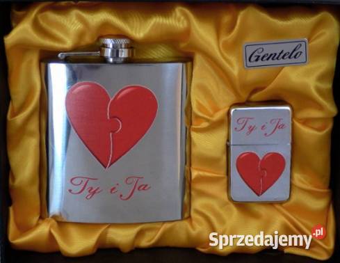 Piersiówka ze Zapalniczką Benzynową Nadruk Serca Ostrowy nad Okszą sprzedam