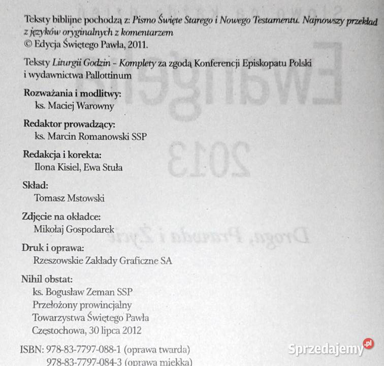 Słowo na każdy dzień Ewangelia 2013 Droga prawda Chełm sprzedam