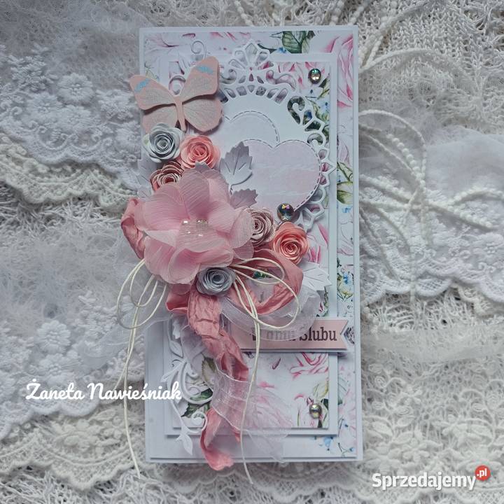 Kartka ślubna hand made ślub pamiątka Rękodzieło