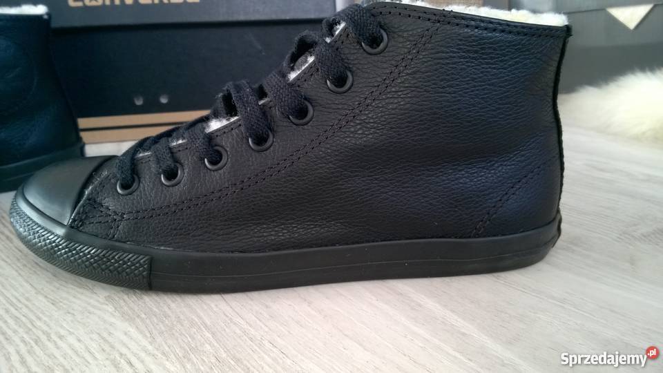 converse skórzane ocieplane czarne Obuwie sportowe Legnica