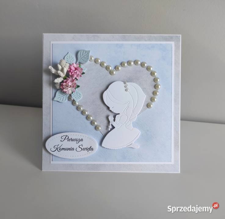 Kartka ręcznie robiona Komunia Święta handmade Łódź