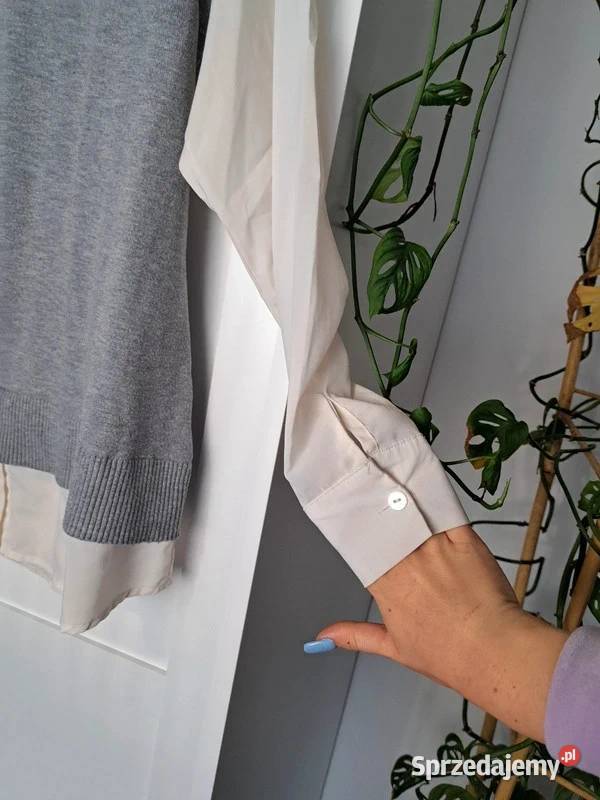 Stylowy sweter z koszulowym wykończeniem Milano Rozmiar 38(M) Trąbki Wielkie sprzedam