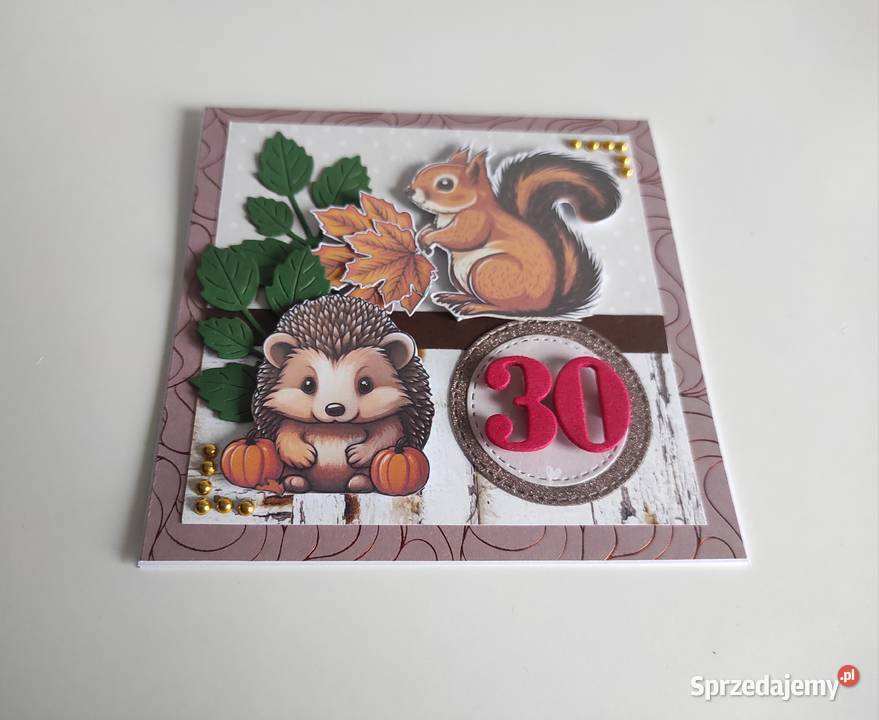 Kartka urodzinowa jesienna ręcznie robiona z Łódź