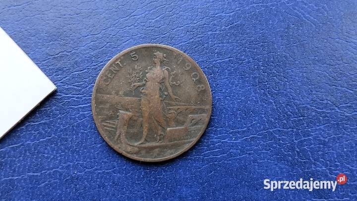 Stare monety 5 centesimi 1908 Włochy Lesko