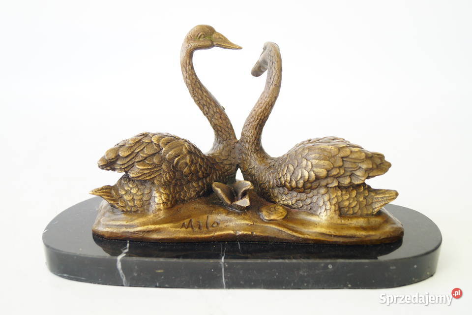Figura z brązu rzeźba zakochane DWA ŁABĘDZIE Gizałki