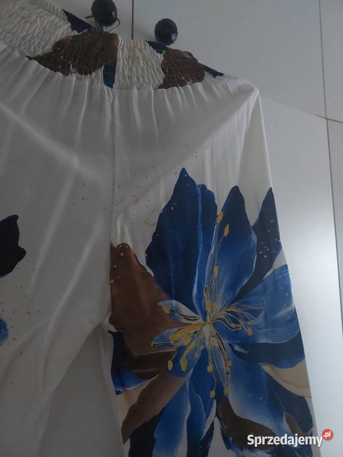 letni włoski komplet bluzka i spodnie biała Wrocław
