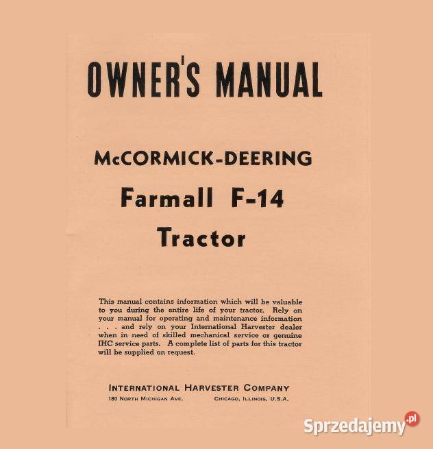 Mccormick Farmall F14 F20 instrukcja obsługi