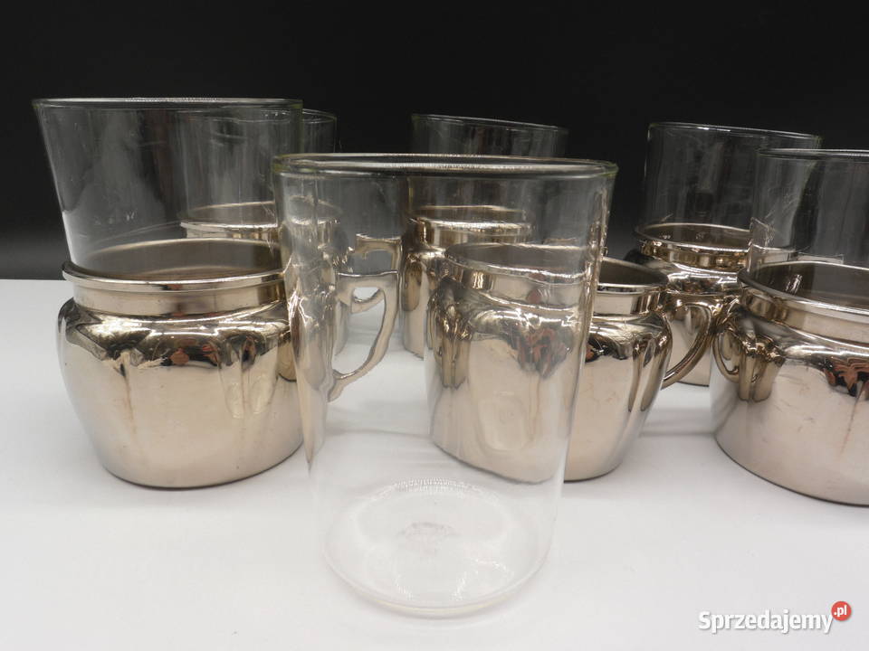 Zestaw sześciu szklanek SAALE GLAS w metalowych Raszków sprzedam