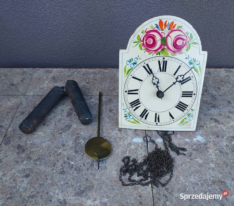 Stary ludowy zegar ścienny łańcuchowy szwarcwald Tczew