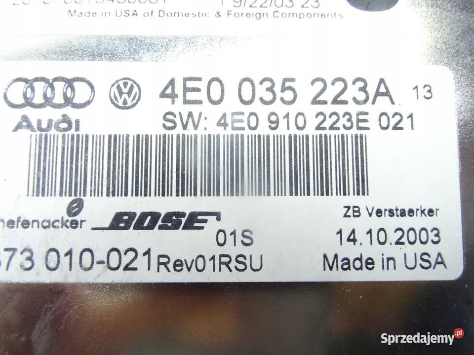 4E0035223A AUDI A8 D3 WZMACNIACZ AUDIO BOSE Przemęt