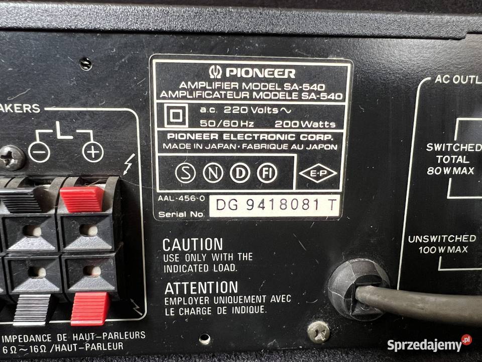 Wzmacniacz Pioneer SA540 Wzmacniacze i pokrewne sprzedam