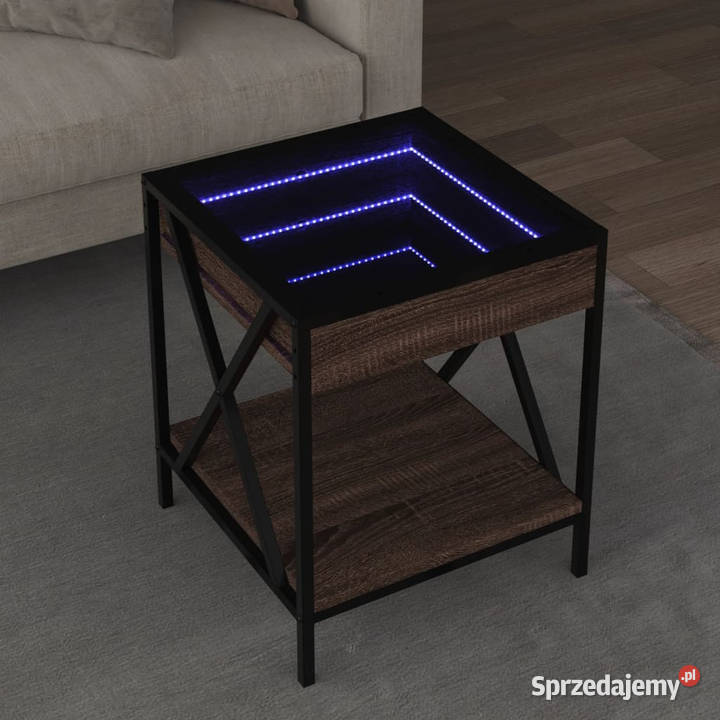 Stolik kawowy z LED Infinity brązowy dąb Stoły Warszawa