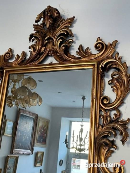Lustro w Drewnianej Złotej Rzeźbionej Ramie Radom