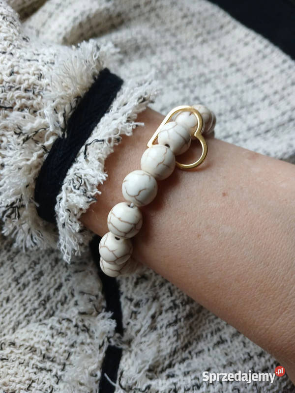 Bransoletka damska z Howlitu 10mm z konturem Kielce sprzedam