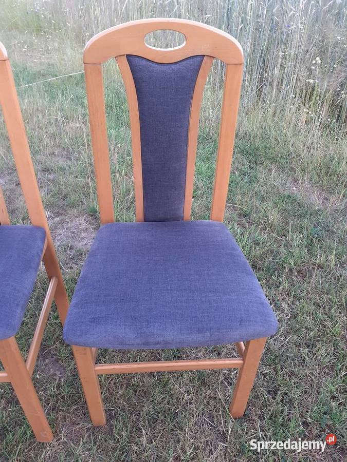 Drewniane krzesło 2 Odnowiona tapicerka Kartuzy